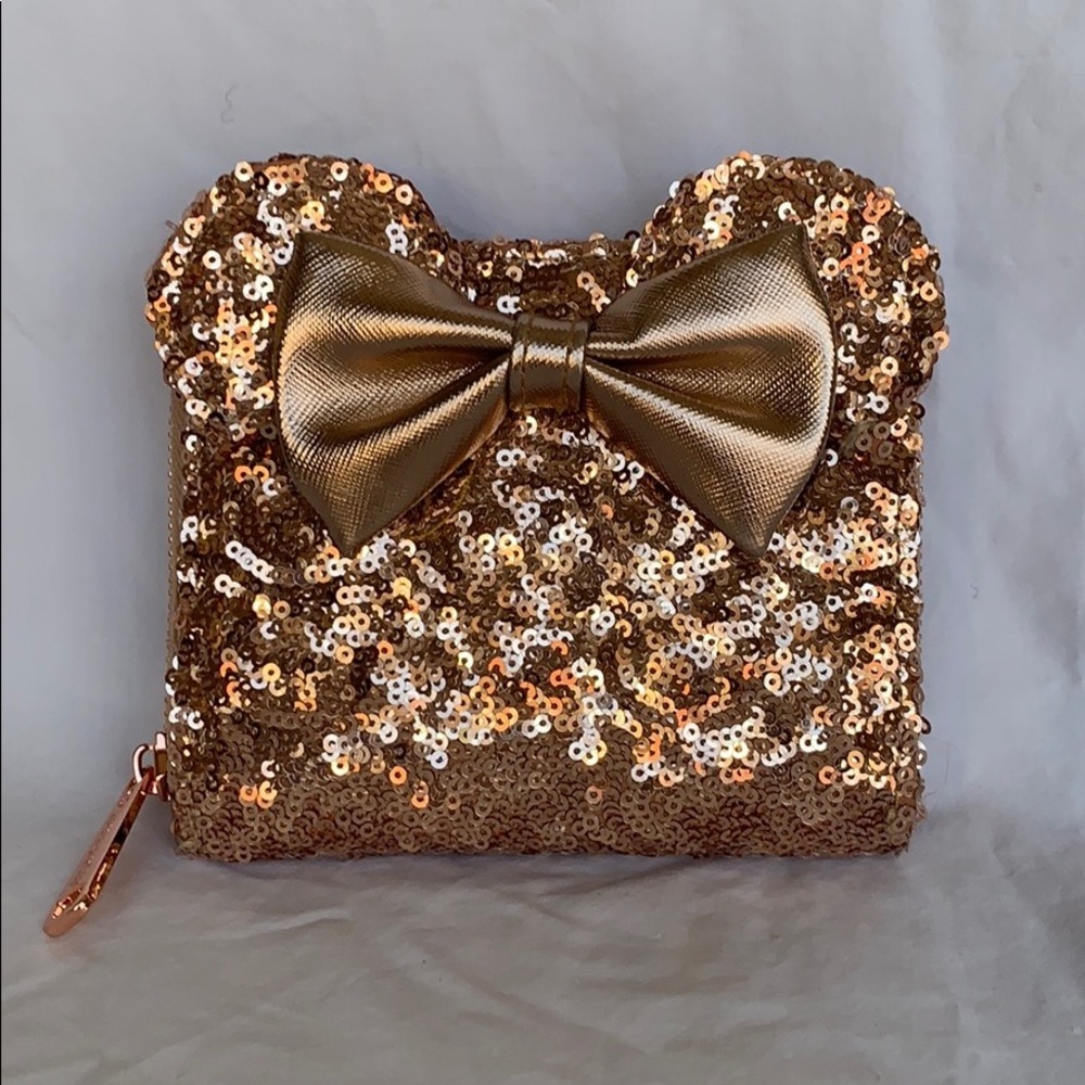 Loungefly Minnie Mouse rose gold sequined wallet